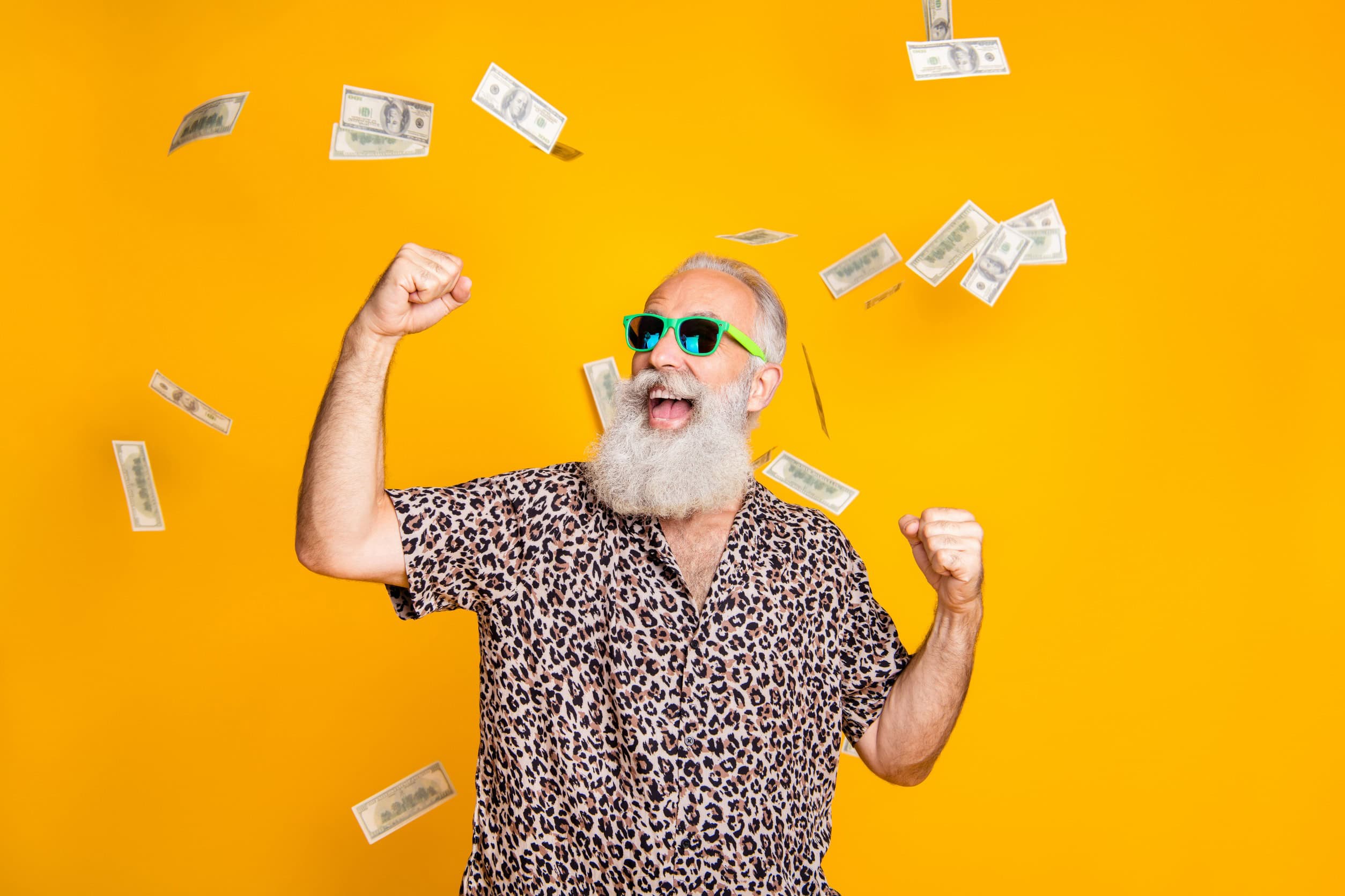 Happy lottery winner celebrates